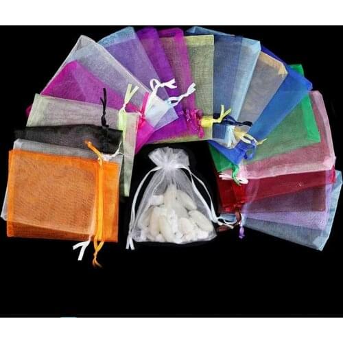 100pcs 24 Colors Jewelry Bag 7x9 9X12 10x15 13x18cm Wedding Gift Organza bag Jewelry Packaging Display Jewelry Pouches M13