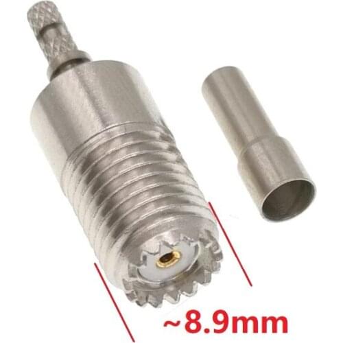 100pcs Mini UHF MINIUHF SO239 Female Jack Straight Crimp LMR100 RG316 RG174 RG178 RG179 Cable RF Connector