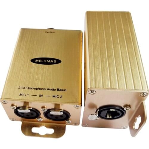 2-CH 48V Phantom Power Microphone Extender Over Cat5/6 Mono or stereo Microphone Over Cat5/6 with 2KV Surge protection