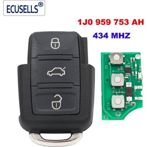 3 Buttons 433MHZ/434MHZ Remote Control for VW Key Part # 1J0 959 753 AH 1J0959753AH For Passat Bora Polo and More O