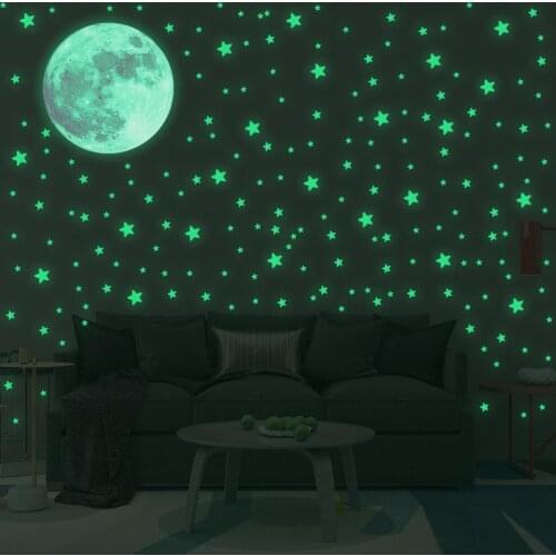 333pcs Stars Luminous Moon Wall Stickers Home Room Decor Glow In The Dark Decal Bedroom Ceiling New Year Decoration