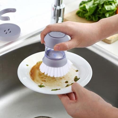 Press type non-stick oil automatic liquid decontamination washing pot brush dish washing brush