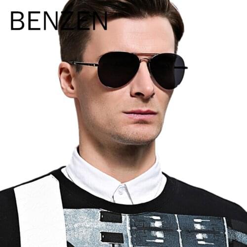 BENZEN Polarized Sunglasses Men Brand Designer Pilot Male Sun Glasses For Driving Vintage Eyewear Women Shades With Case 9091