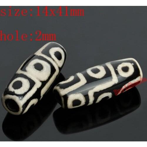 Free Shipping 14mmx41mm Prayer Mala black Tibetan Mystical Agat Dzi 9 Eyes Beads 1pcs/lot