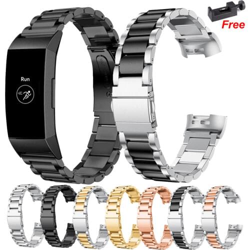 Essidi Stainless Steel Bracelet Strap For Fitbit Charge 3 4 Wristband Loop Replacement For Charge 3 4 3 SE Metal Band Strap
