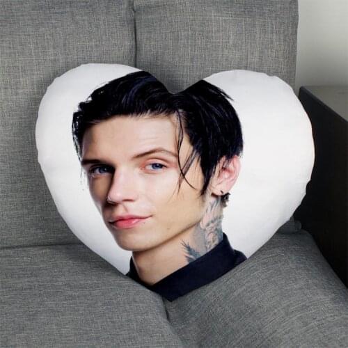 Andy black Heart Shape Pillow Cover Custom zipper Pillowcase Just Cover No Core Size 41x36cm,47x42cm