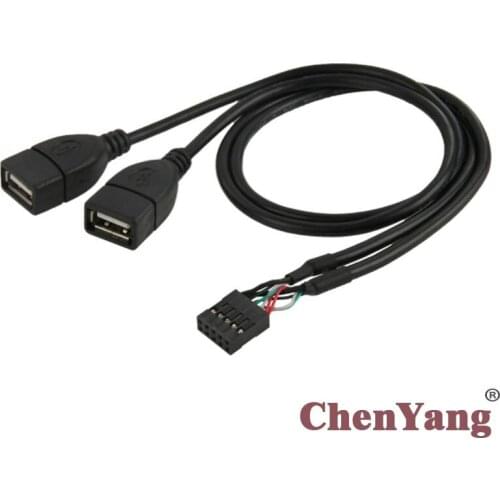 Chenyang Dual USB 2.0 Female Adapter to 10 Pin Motherboard Female Header Cable 50cm