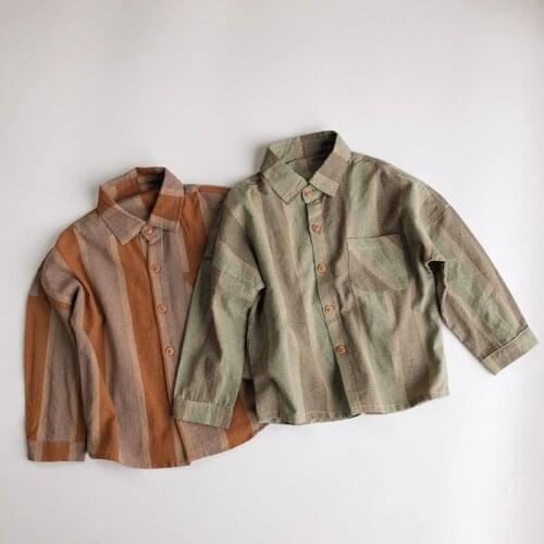 Kids Clothes Children Striped Shirt 2021 New Spring Autumn Baby Boys Plaid Shirt Cardigan Tops Girls Long Sleeve Casual Outwear