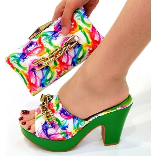 Doershow Italian Shoes and Bags To Match Shoes with Bag Set Decorated with Rhinestone Nigerian Women Wedding Shoes set!!SOU1-13