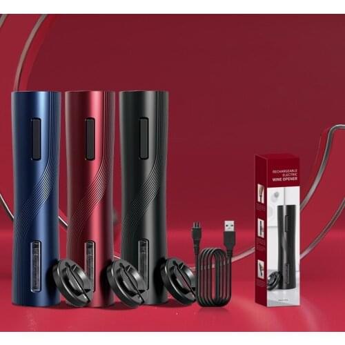Electric Wine Corkscrew USB Rechargeable Automatic Red Wine Bottle Opener with Foil Cutter Set Bar Accessories Cork Removal Tool