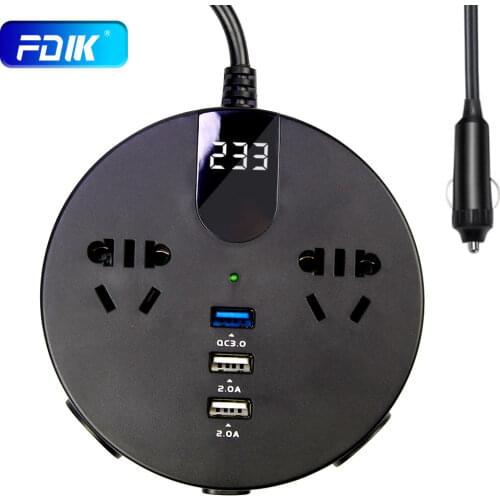 FDIK150W Power Inverter Dc 12V to Ac 220V Car Converter Transformer with 3 USB ports vlotage display Car accessories Inversor