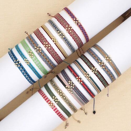 Go2boho Cloth Bracelet For Women Jewellery Boho Ethnic Braided Pulseras Bohemian Jewelry Friendship Fabric Cloth Bracelets Gift