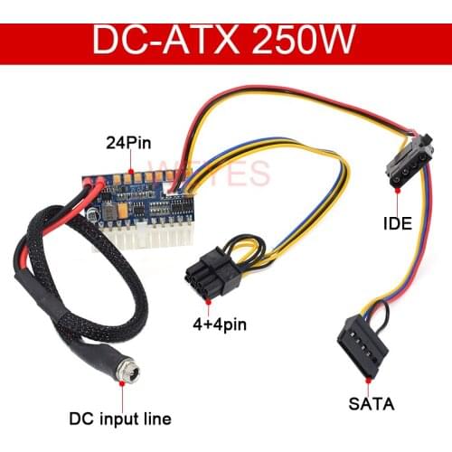 ITX SATA IDE CPU 4p+4p 24pin DC ATX PSU DC-ATX 12V Input 250W Output Switch DC-DC ATX MINI ITX PC Power Supply For PC Computer