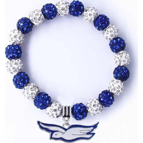 Exquisite greek letter society sorority ZETA PHI BETA Dove pendant Shambhala beads bracelet customizable
