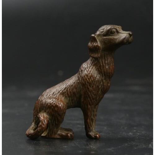 48MM/1.9" Collect Curio Rare Chinese Fengshui Bronze 12 Zodiac Lovable Animal Dog Statue Statuary 67g