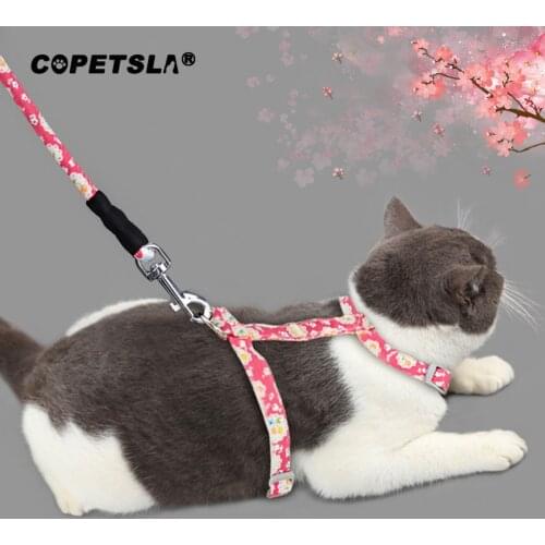 Copetsla Fashion Cotton Cloth I-shaped Cats Harness Leash Set Cat Kitten Chest Strap Adjustable Pets Traction Rope Pet Supplies