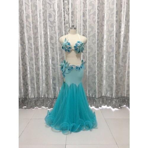 Bellydance oriental Belly Indian gypsy dance dancing costume costumes clothes bra belt chain scarf ring skirt dress set suit 609