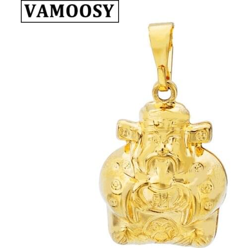 VAMOOSY Auspicious God Pendant Shiny 24K Gold Color no fade Jewelry Mascot Ornaments God of Wealth Lucky Gifts for women men