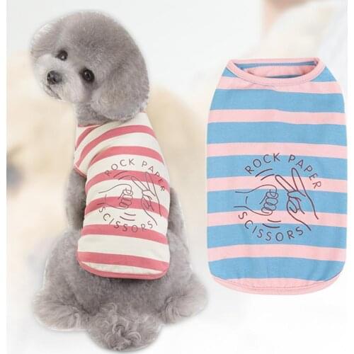 Summer Dog Vests Cotton Cute Stripe Rock Scissors Paper Pattern Exquisite Workmanship Comfortable Pet Clothes for Small Dogs
