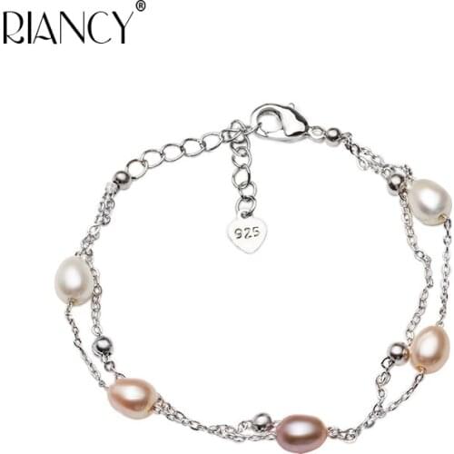 Fashion multicolor Real Pearl Bracelet For Women,Natural Freshwater Pearl Bracelets Two Rows Pearl Beads Bracelet Jewelry