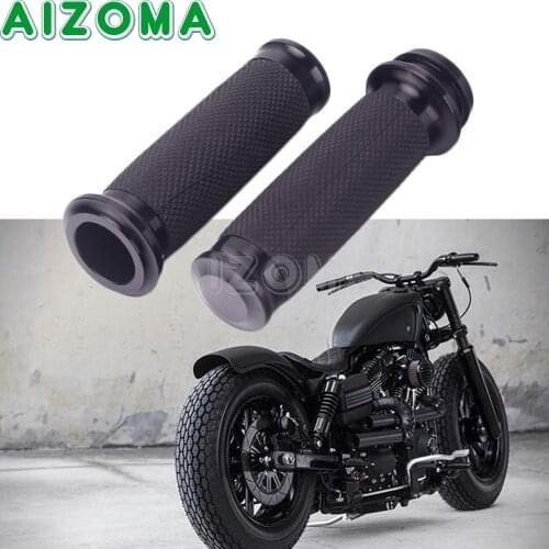 Motorcycle Vintage Black Electronic Throttle 1'' 25mm Handle Bar Hand Grips For Harley Cafe Racer Softail Dyna Sportster Custom