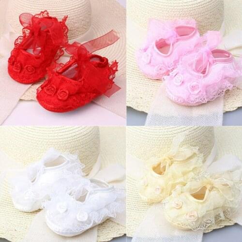 NEW 2020 Cute Baby Girls Newborn Infant Baby Toddler Lace Frilly Flower Non-Slip Shoes Pricess Formal