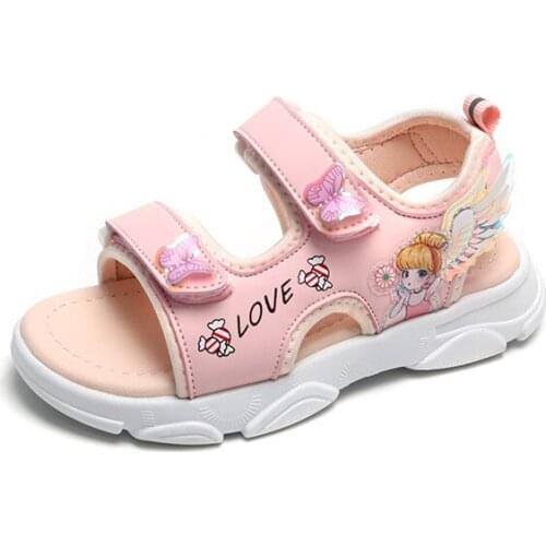2021 Spring and Summer New Sandals Casual Fashion Beach Shoes Pink Cute Princess Shoes Soft Sole Girls Shoes Flats Non-slip Hot