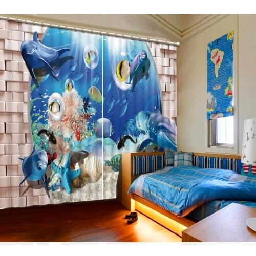 Window Curtain Blackout Children Room Curtains Underwater World Curtains For Kids Girls Boys Beautiful Bedroom Wall Decoration