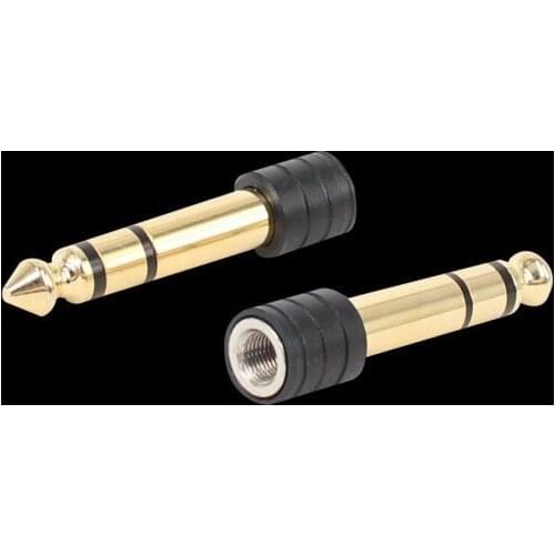 50pcs Adapter Brass Gold Plated 1/4" 6.35mm male to 3.5mm female plug 6.5 to 3.5 Stereo Audio screw internally threaded design