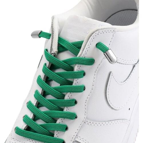 1 Pair New Flat Shoelaces Elastic Metal lock No Tie Shoe Laces Child adult Outdoor hiking Sports Sneakers Lazy Shoelace