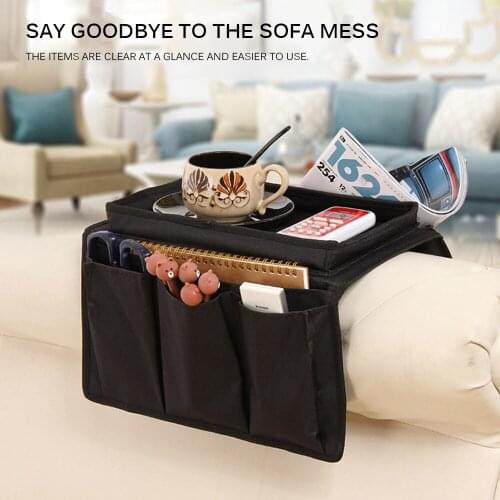 New Sofa Armrest Organizer with 4 Pockets and Cup Holder Tray Couch Household Space Saving Armchair Hanging Storage Bag