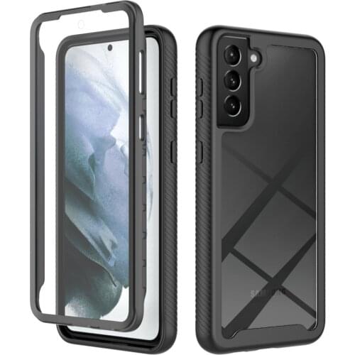 Full Protection Shockproof Case For Samsung Galaxy S21 Plus 5G Soft TPU + PET Front Film Transparent Acrylic Hard PC Back Cover