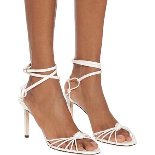 New Women Sandals High Heel Lace Up sandal Back Strap Summer Shoes Gladiator Casual Sandal Narrow Band zapatos mujer Shoe