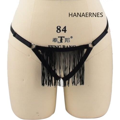 HANAERNES Sexy Tassel Thong Body Belt Panties Fetish Wearing Bondage Line Goth Orgy Party Pole Dance Lingerie Sock Garters