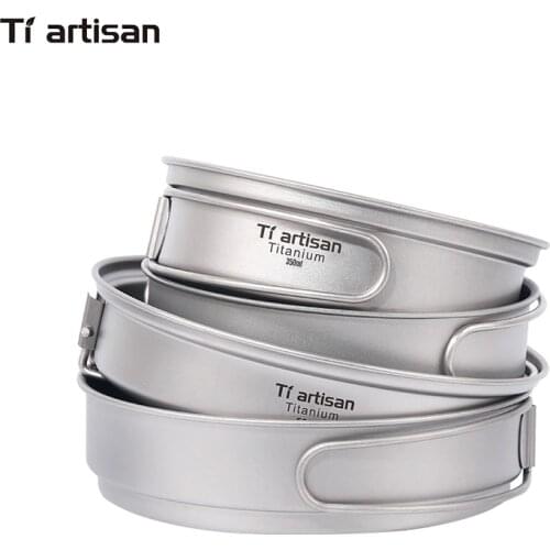 Tiartisan Pure titanium pan folding portable cooking pan and multi-function outdoor camping Cookware