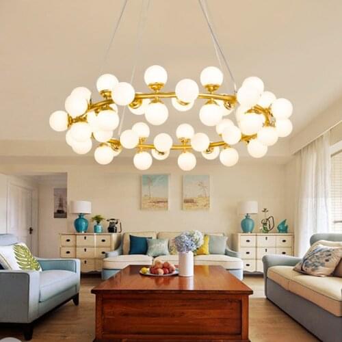 Modern minimalist personality chandelier creative art dining room fashion glass ball lamp Nordic bar circular light led lighting