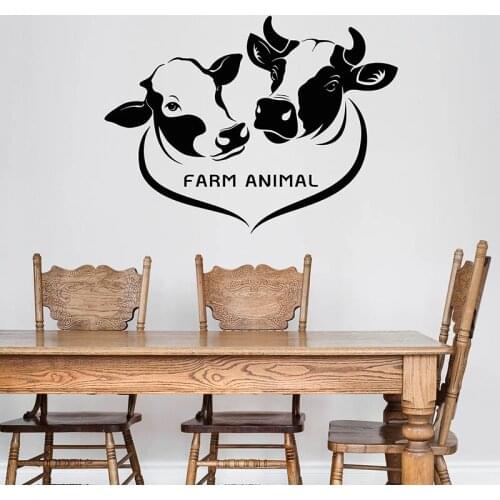 Farm Animal Wall Decal Logo Cows Butcher Shop Meat Restaurant Interior Decor Door Window Vinyl Stickers Removable Wallpaper 3014
