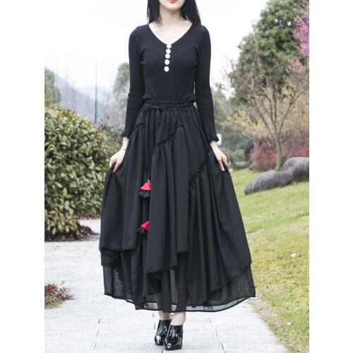 Vintage Women Medieval Skirt Muslim Lace Stitching Large Hem Cake Skirt Halloween Costumes Lolita Steampunk Renaissance Clothing