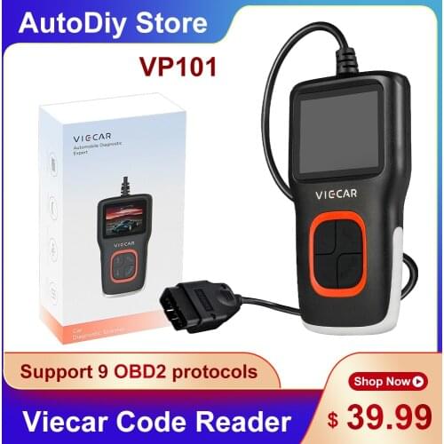 VP101 CAN Code Reader OBD2/EOBD Diagnostic Scanner For Cars Support OBDⅡ 9 Protocols Read/Clear Faults Elm327 Tool Multi-lingual