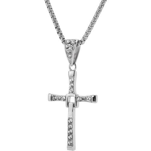 WITAYA High Quality Stainless Steel Polished & Wire Cross Pendant Necklace