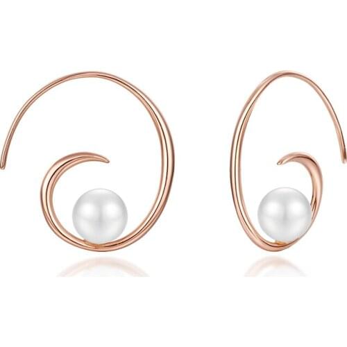 ANNA QUEEN Fashion Shell Pearl Snails Stud Earrings for Women Girl Party Wedding Simple Jewelry PE0064