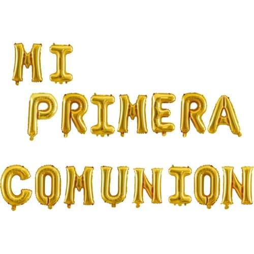 1set 16inch Gold Silver Spanish Mi Primera Comunion Foil Balloons Christening Religious My First Holy Communion Decoration ball