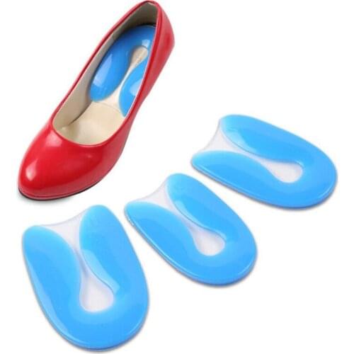1Pair Foot Pain Relief Silicone Gel U-Shape Plantar Fasciitis Heel Protector Heel Spur Cushion Pad Shoe Insole Men Women Patch