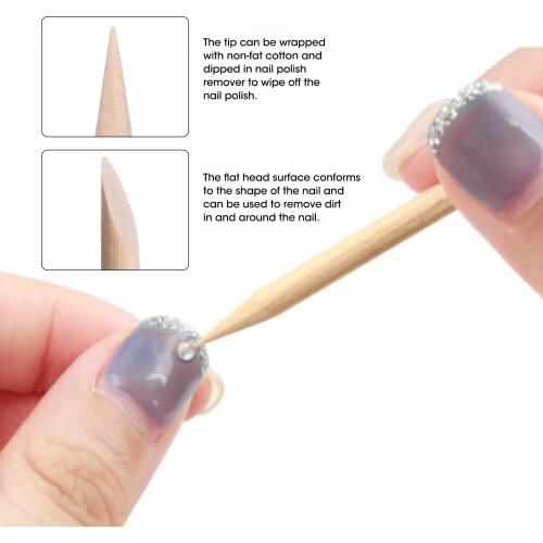 100PCS Natural Wood Stick Remove Tool forks for nails Manicures Tools Professional Multifunction Cuticle Pusher Remover Tool