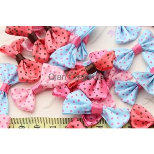 150pcs 35mm satin polka dots Bow Ties ,Tie Bows Boutique Baby Ribbon Hair Bows-Baby Shower Gift mix color by0065