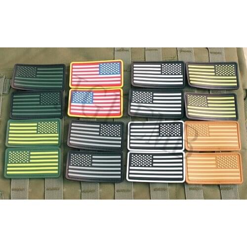 2* pieces USA American Flag 3D PVC patch Badges Black Red Green Grey Tan Luminous