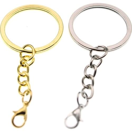 20pcs/lot Metal Key Rings Key Chains with Lobster Clasps Gold/Rhodium Color Tone Keyrings Split Rings KeyChains Wholesale Z434