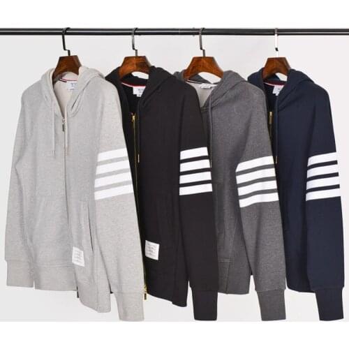 2021 Fashion Brand TB THOM Spring Autumn hooded Sweater Cotton jacket Men Women Sweatshirts Hoodies Male Casual Sportswear Coat