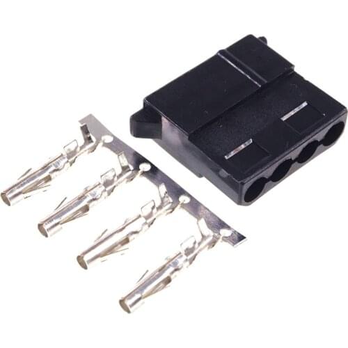 50 Sets 4 Pin D Shape Plug Housing Male + Female Crimp Wire Terminal Pins for 8981 IDE 4 Pin D ATX / EPS Power Connector Black