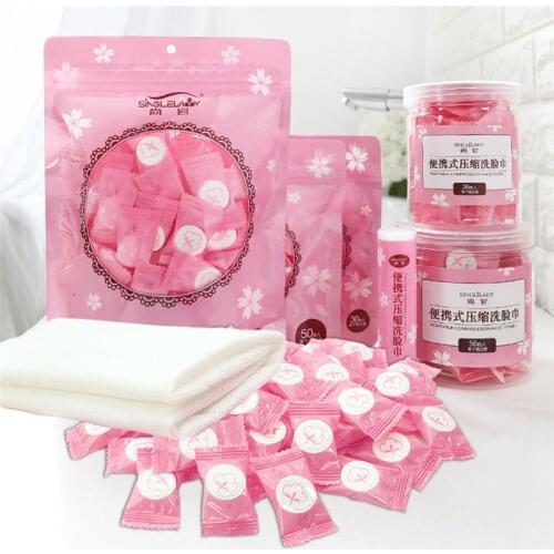 50pcs Mini Portable Travel Dry Compressed Coin Disposable Face Towel Baby Wipes Tablet Travel Tissue Cleansing Face Papper